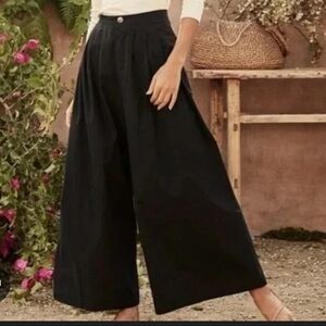 DÔEN Black Wide Leg cotton Trousers